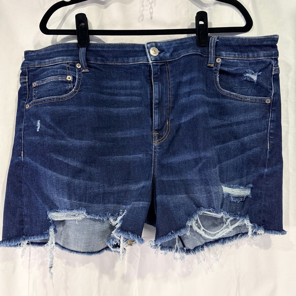 American Eagle Outfitters Dark Blue Distressed Denim Shorts